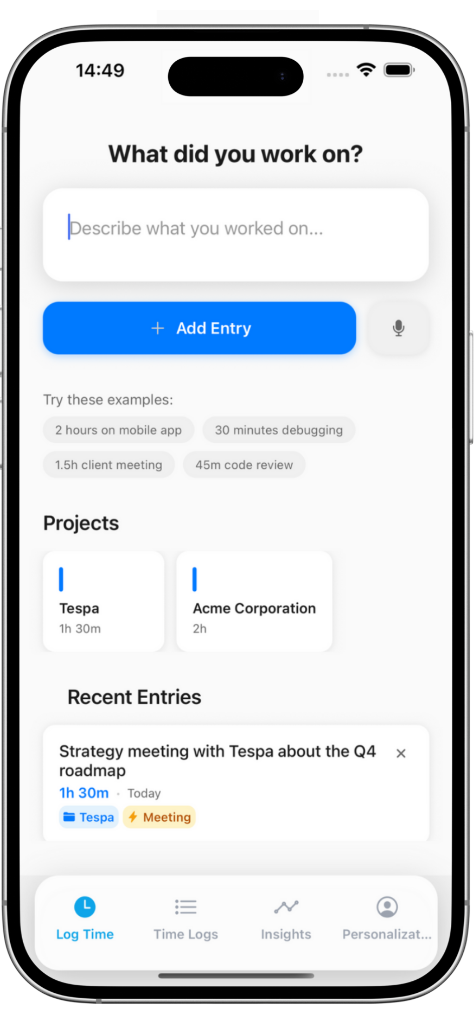 No Time App on iPhone